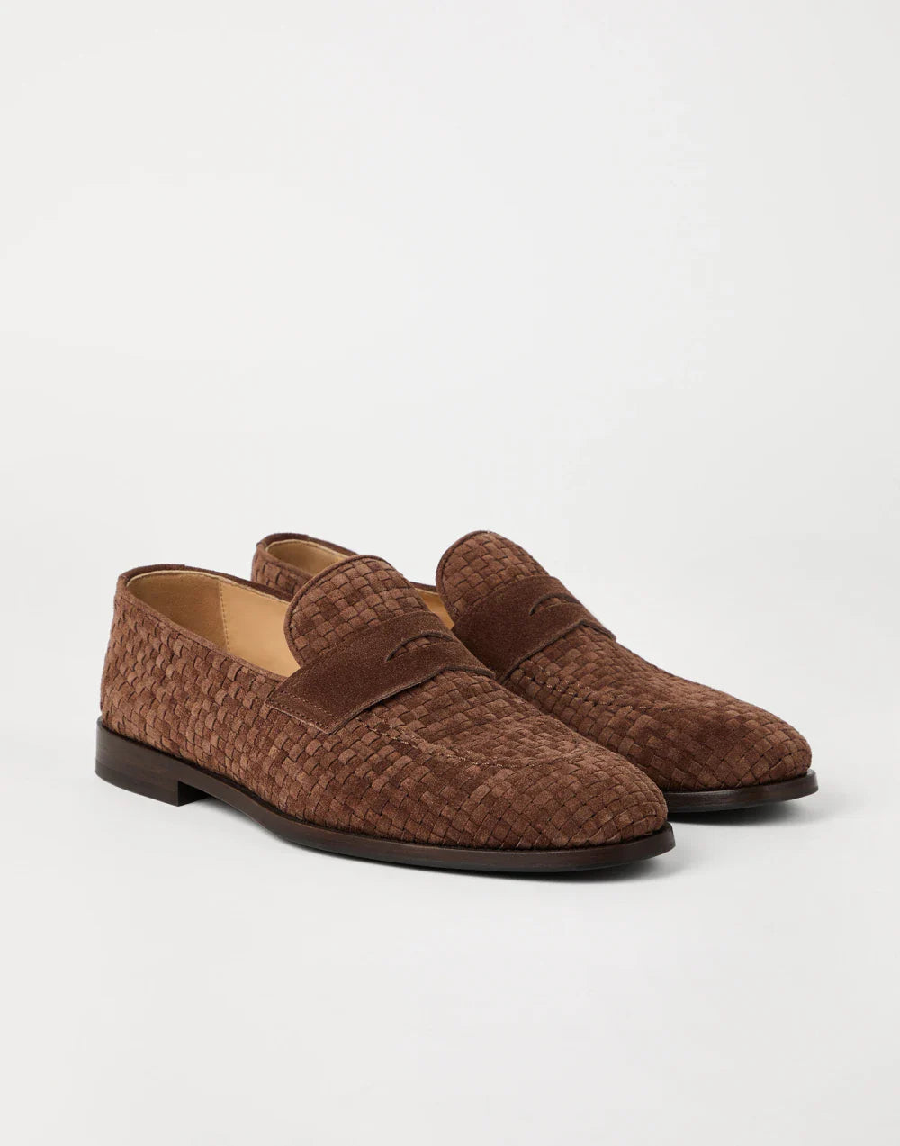 Braided suede penny loafers
