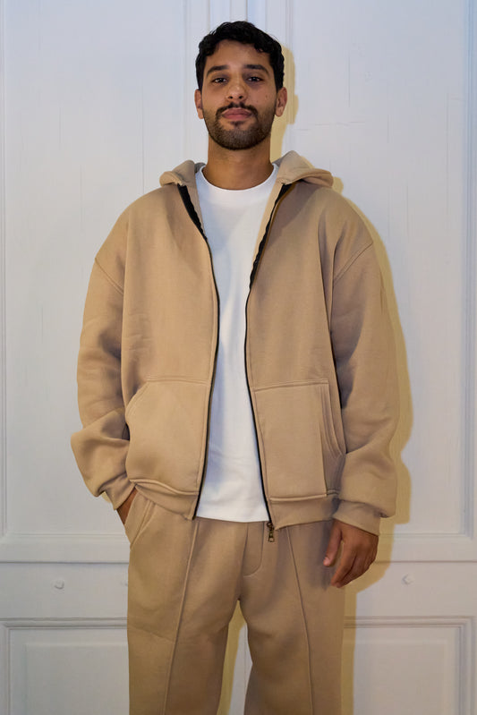 Beige Essential Zip Up Jacket