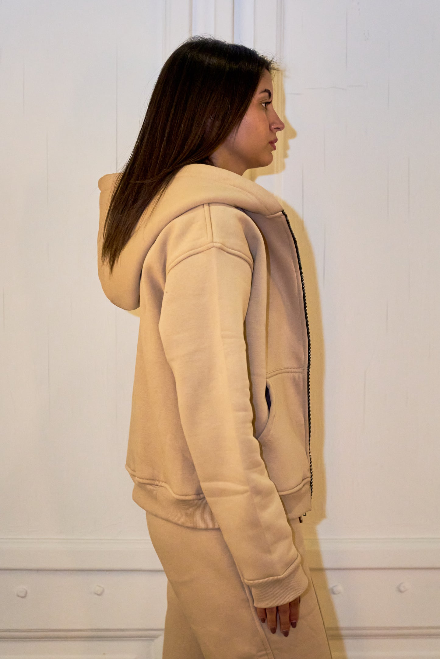 Beige Essential Zip Up Jacket